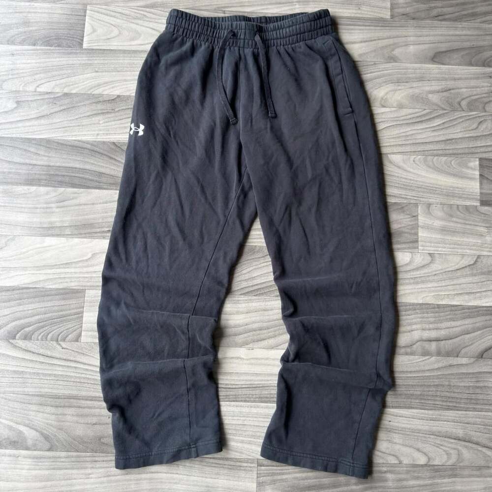 Under Armour Sweatpants Mens Medium Black Y2K Drawstring Fleece